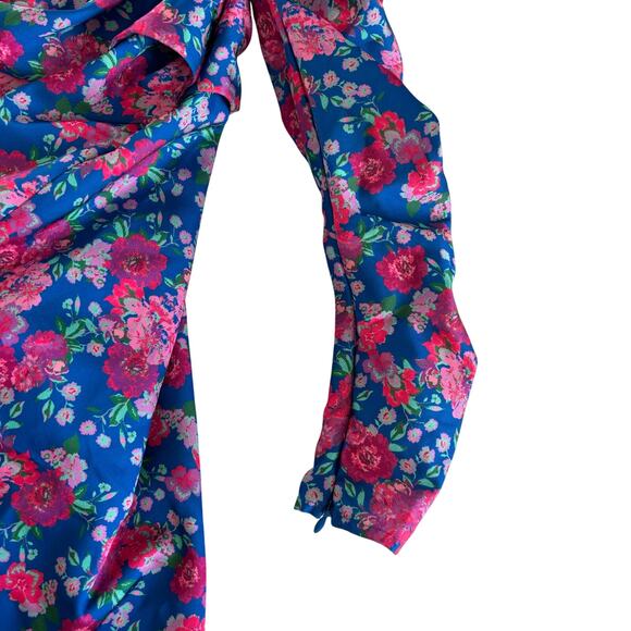 For Love & Lemons Annie Cobalt Blue & Pink Floral Print Mini Dress Women’s Large - Picture 8 of 10